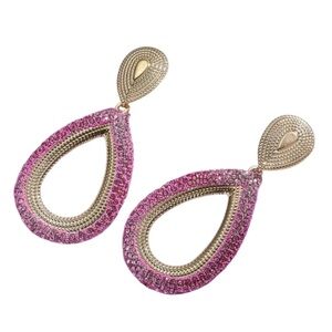 Rose Red Rhinestone Boho Style Teardrop Dangle Earrings